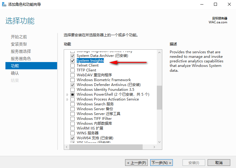 Windows Server 2019 System Insights_System