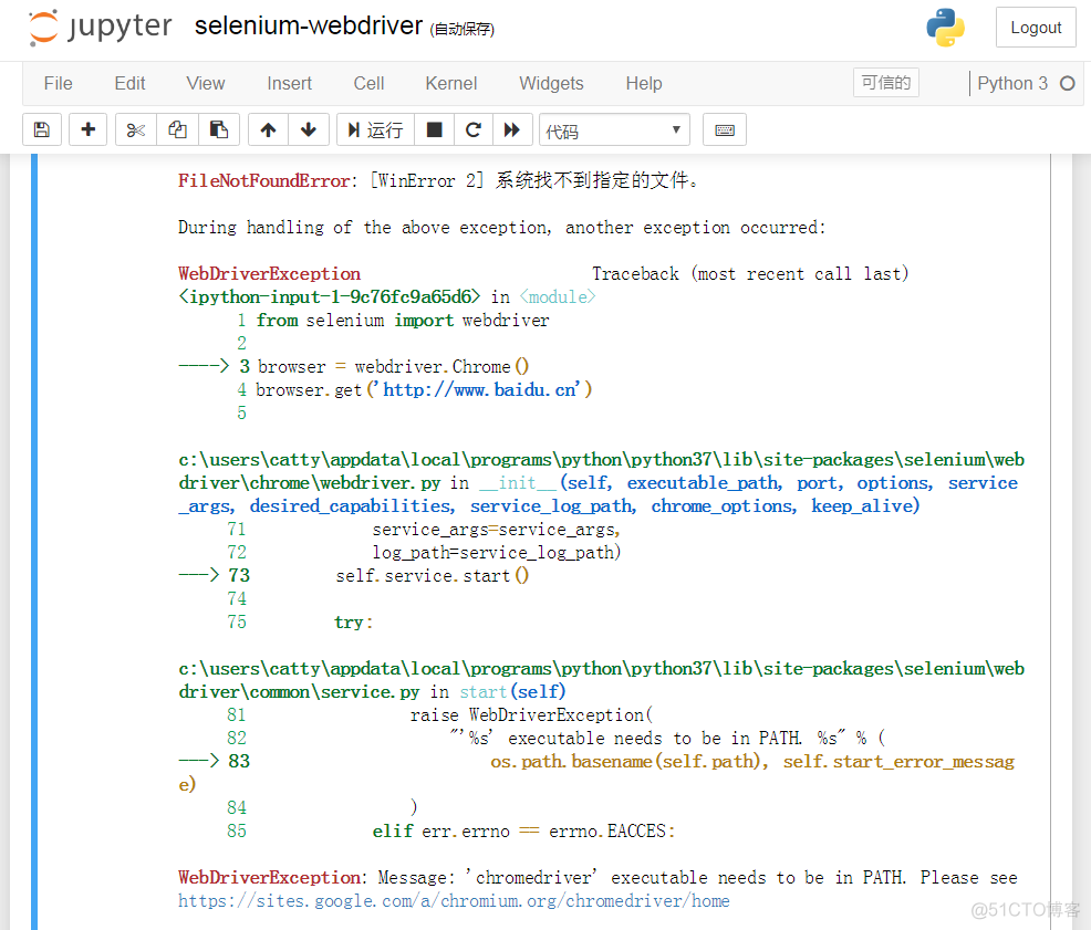 使用Selenium模块报错的解决办法FileNotFound,WebDriverException_python_02