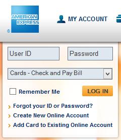 A "remember me" box on the American Express website