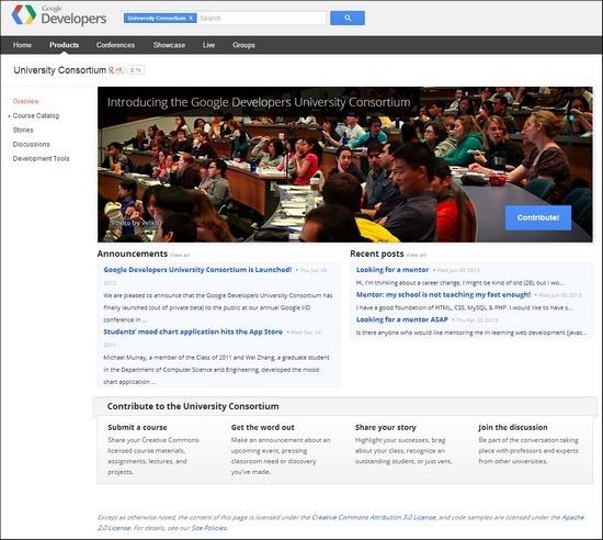 The Google Developers University Consortium offers a ton of great courses for developers interested in working with Google products.