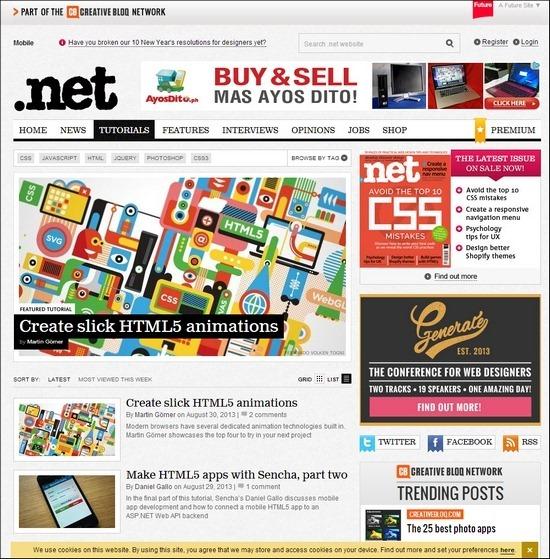 Net Magazine, is stuffed with great tutorials on pretty much anything you can imagine, need a tutorial on HTML, CSS, JavaScript, jQuery, then they are your go to guys.