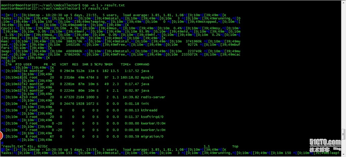 将Linux top命令输入到指定文件时的乱码问题_linux top 批处理 乱码 问题分