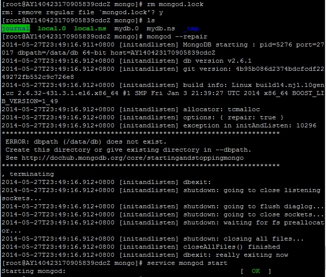 CentOS安装MongoDB后无法启动服务的解决办法_mongodb_03