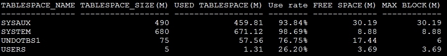 Oracle查询表空间使用情况_Oracle查询表空间使用情况_02