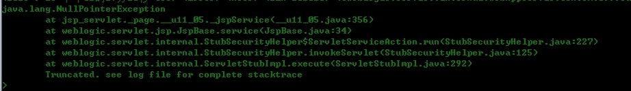 JSP页面空指针异常调错办法之weblogic_JSP空指针异常