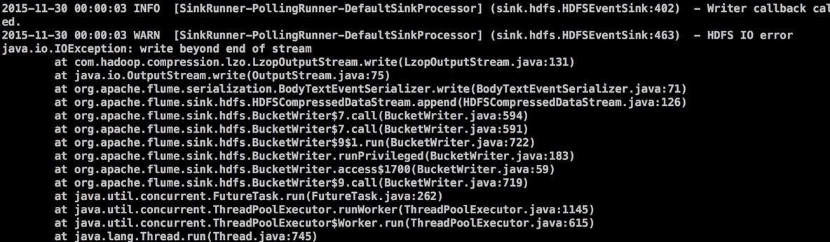 关于flume hdfs sink lzo 压缩格式的问题_HDFS IO error java.i