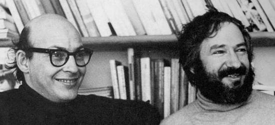 马文·明斯基(左)与西蒙·派珀特(右)，二人合著的《感知机》被业内普遍认为极大地阻碍了神经网络的发展。