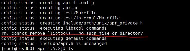 编译安装apr 1.5.2 时报 rm: cannot remove `libtoolT': No such file or directory_编译安装