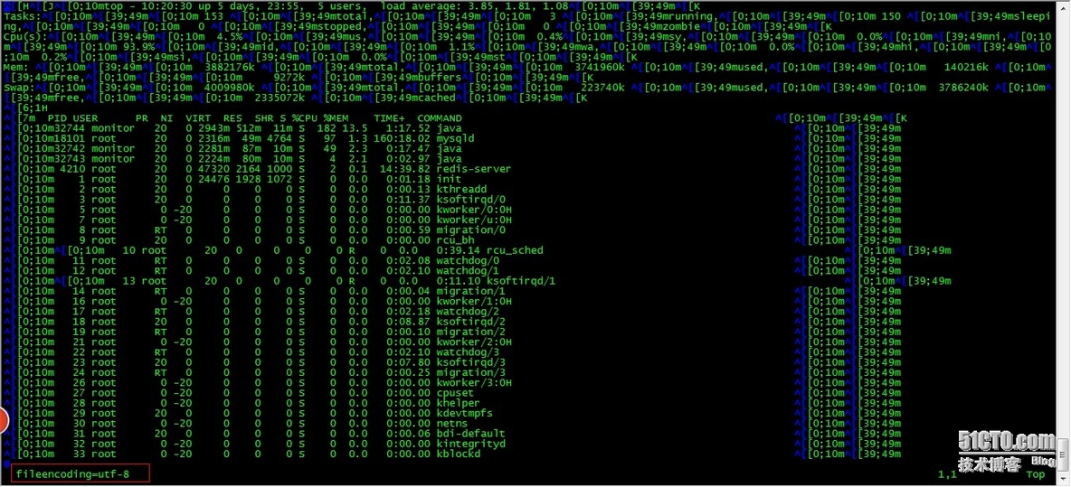 将Linux top命令输入到指定文件时的乱码问题_linux top 批处理 乱码 问题分_04