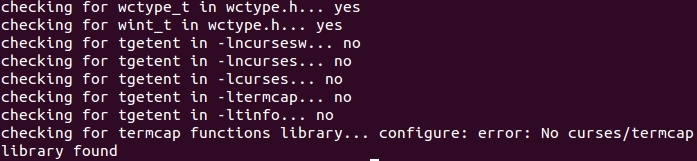 error: No curses/termcap library found_ncurses