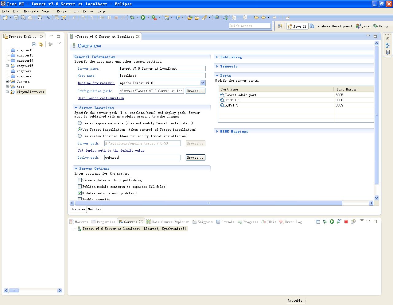 eclipse java EE Tomcat7.0服务器配置_tomcat_04