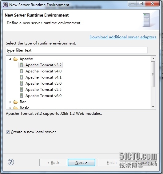 eclipse配置server没有Apache tomcat 7.0_server