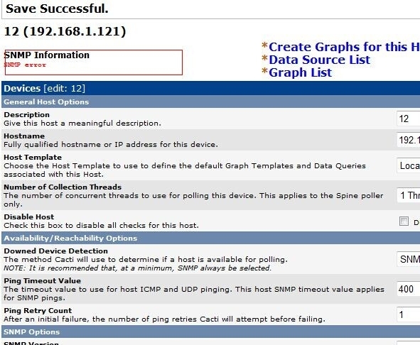 cacti监控windows主机报错:SNMP Information SNMP error_SNMP