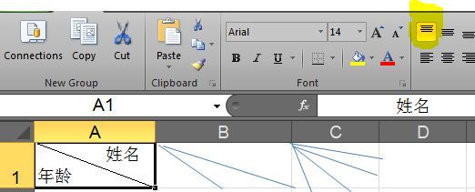 Excel 2010单元格中设置表头_excel 2010 _03