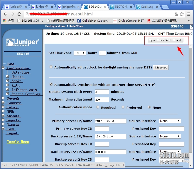 Juniper防火墙应用实例之日期时间设置_juniper