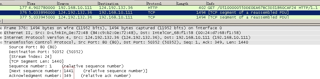 关于wireshark抓包的那点事儿_TCP segment of a rea_08