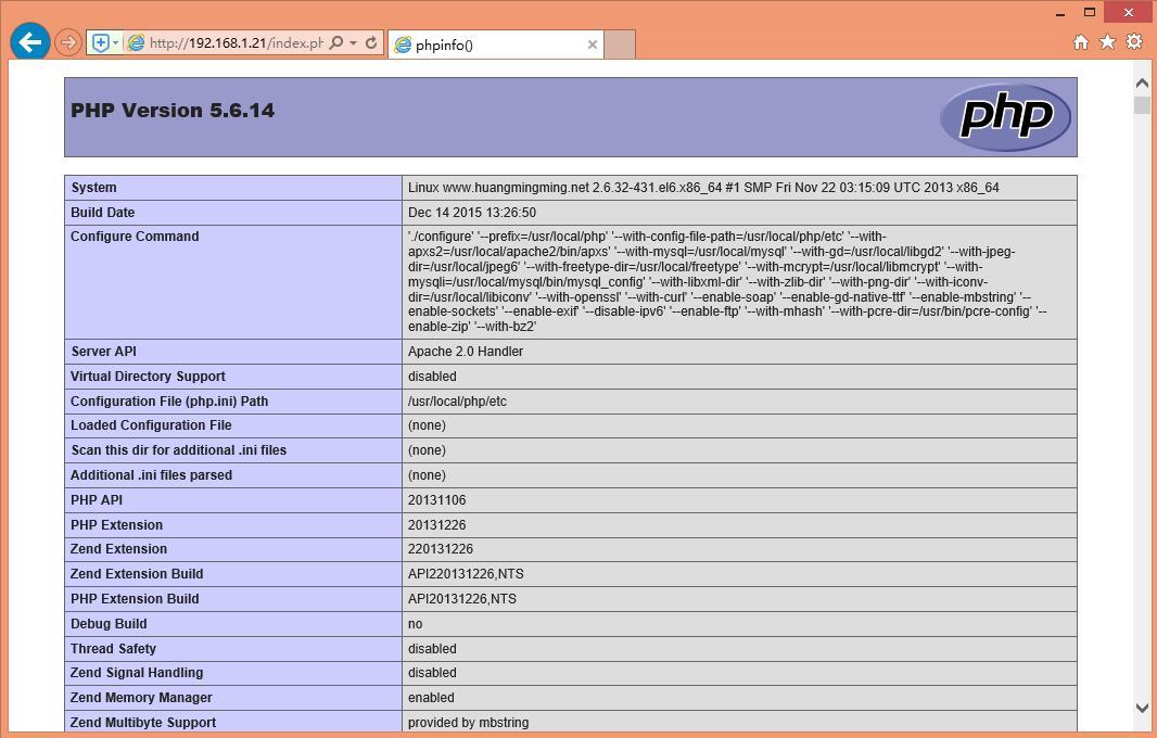 1.6编译方式搭建LAMP环境httpd-2.2.31+mysql-5.6.27+php-5.6.14_httpd-2.2.31+mysql-5