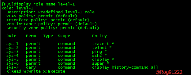 H3C MSR路由器v7 AAA本地用户权限笔记_user-role_05