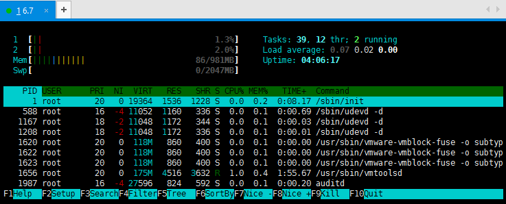 linux进程及作业管理的四大长老-htop/ dstat /top/ ps_管理_02