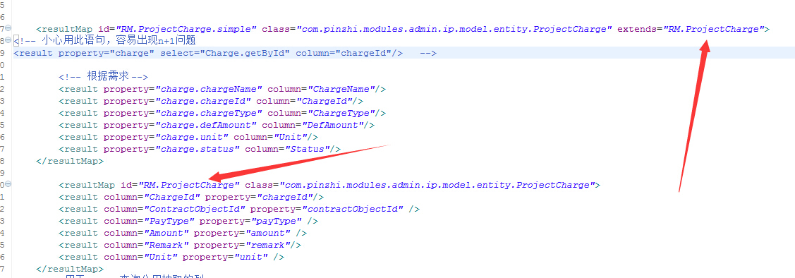 ibatis出错：There is no result map named RM.ProjectCharge in this SqlMap._出错