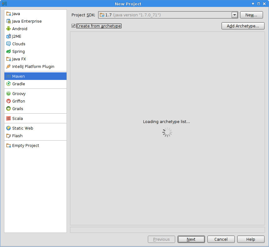 IDEA创建maven项目，一直loading archetype list_maven