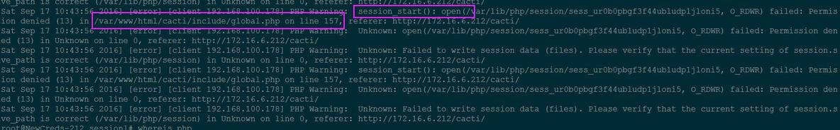cacti PHP 少见错误 PHP Warning: session_start(): open(/var/lib/php/session/_Warning_05