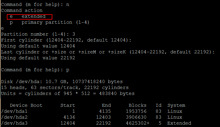 linux下新增硬盘用fdisk进行分区_分区_07