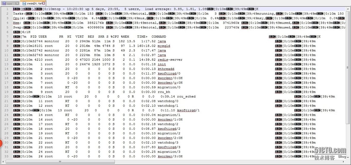 将Linux top命令输入到指定文件时的乱码问题_linux top 批处理 乱码 问题分_05