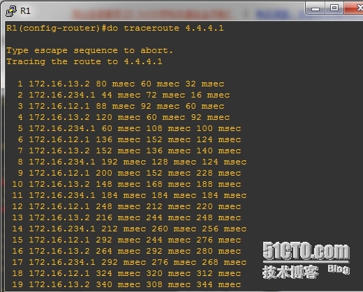 两点双向重分发引起的环路_路由表_05