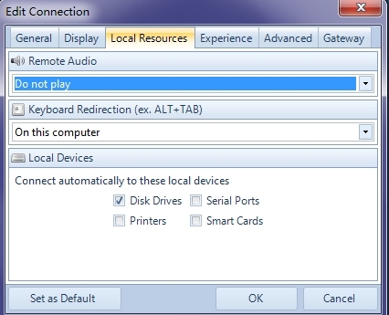 使用Remote Desktop organizer远程桌面管理工具连接服务器不能实现真机与被远程主机之间的文件拖拉复制_RDO_02