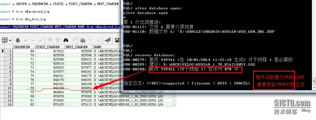 【oracle】摸拟故障 - 数据文件丢失恢复，SCN的作用。_scn_13