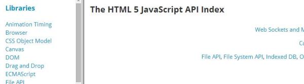 The HTML5 JavaScript API Index