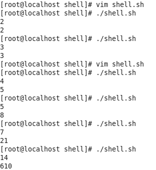 shell下的基础程序题练习_斐波那契数_09