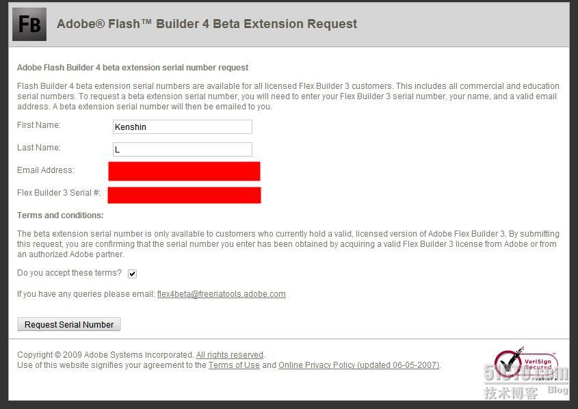 Adobe Flash Builder 4 Beta Extension Request（延期申请）_sn