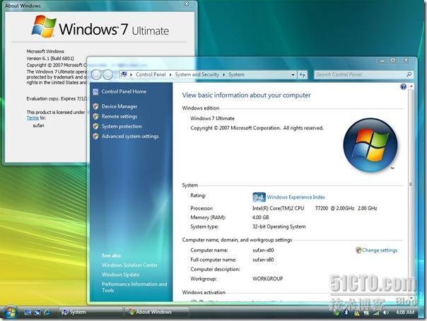 初探 Windows 7 M3 Build6801 - 运行在 X60 上的 Windows 7 M3 _X60_03