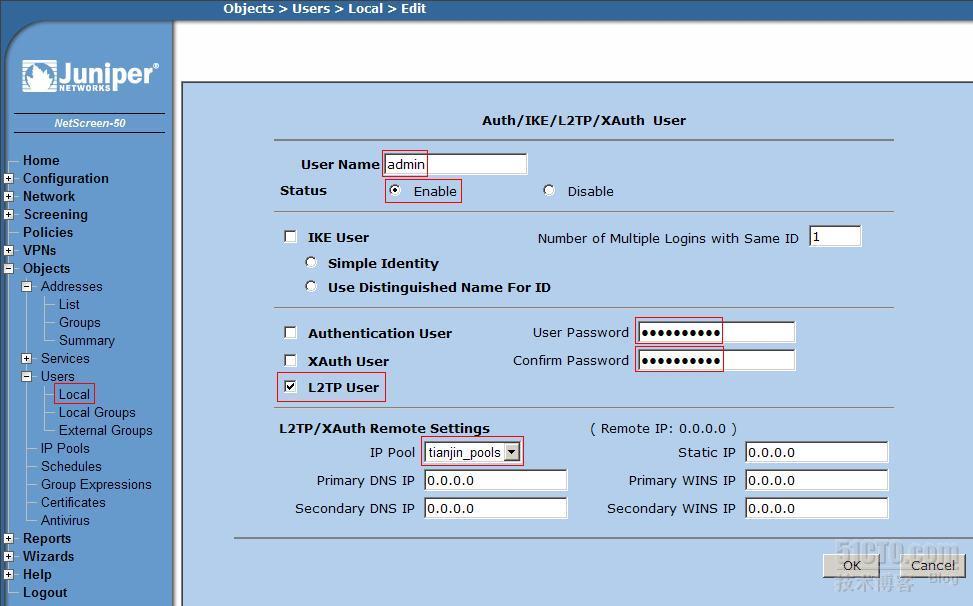 公司×××访问建立之一JuniperNS50实现远程×××(Only L2TP User)_VPN_05