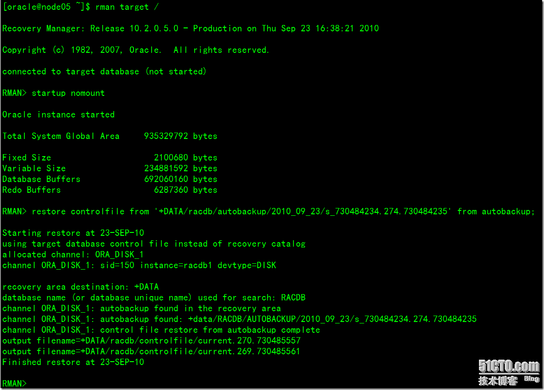 Oracle RAC环境中测试备份与恢复_RAC_15