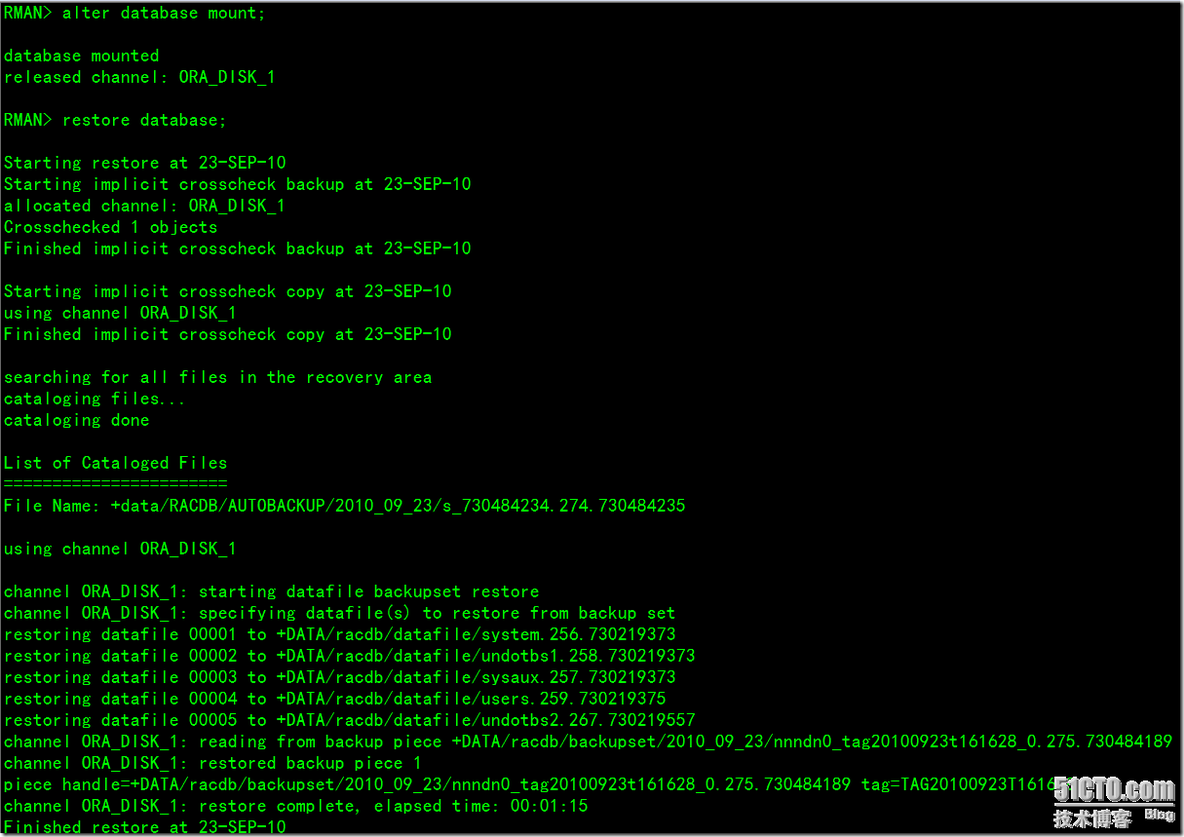 Oracle RAC环境中测试备份与恢复_Oracle_16