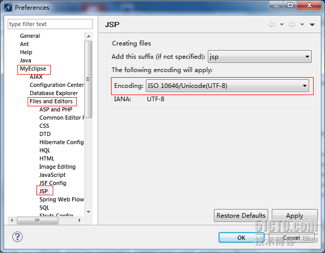 修改MyEclipse新建JSP文件的默认编码_休闲_02