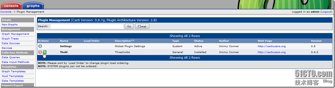 cacti配置流量监控四---配置cacti-plugins-arch以及settings插件、thold报警插件_软件包_09