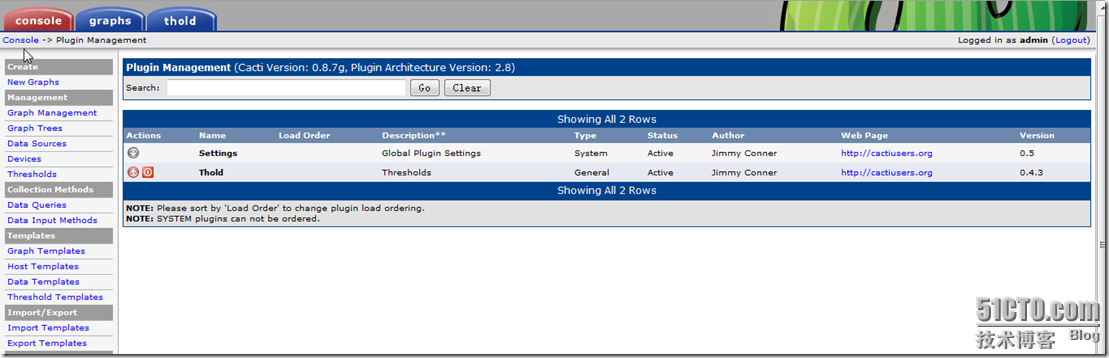 cacti配置流量监控四---配置cacti-plugins-arch以及settings插件、thold报警插件_软件包_10