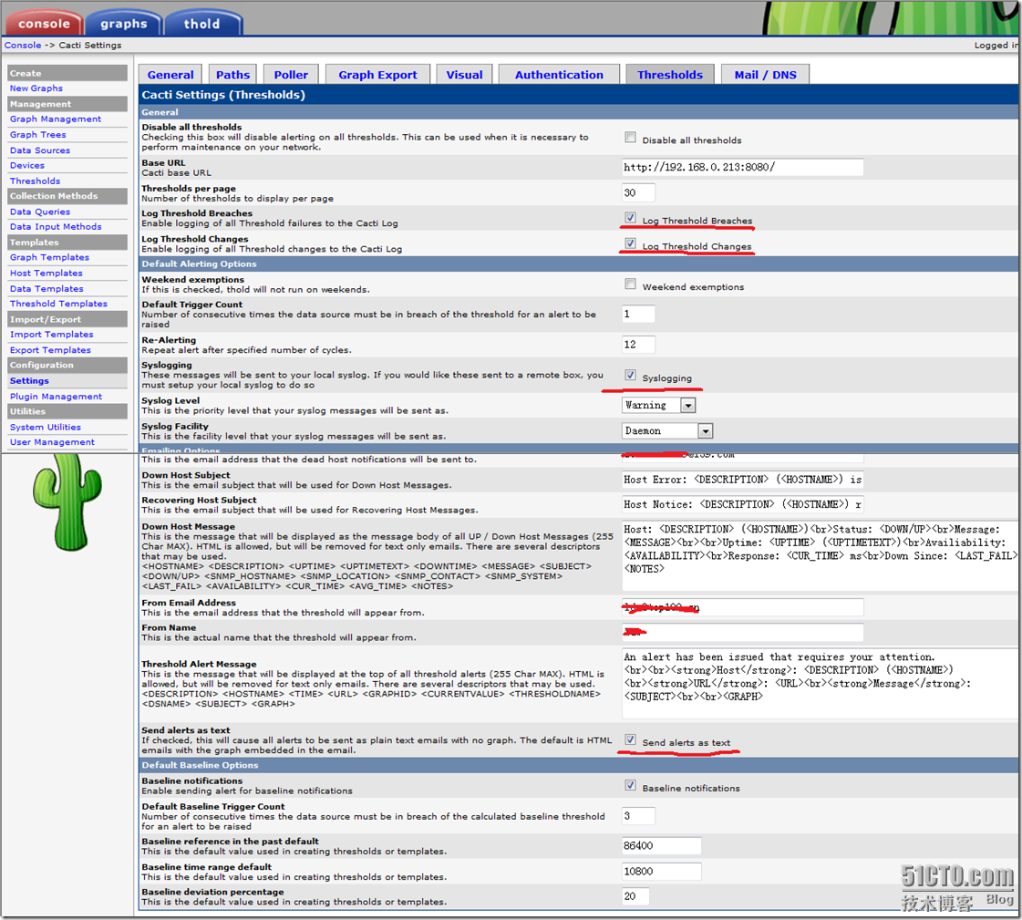 cacti配置流量监控四---配置cacti-plugins-arch以及settings插件、thold报警插件_blank_15