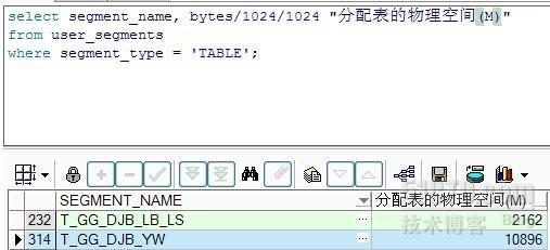 【查询Oracle表实际物理使用大小】_表物理分配大小