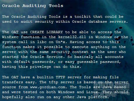 BackTrack 4 OAT软件包检测ORACLE服务器安全性!_BackTrack