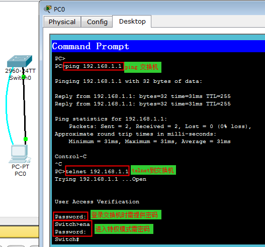 第3章，Cisco Packet Tracer系列之--交换机的telnet登录配置_休闲_06