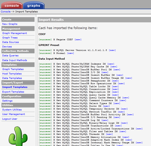 linux下Cacti网络监控之监控Mysql服务器_mysql_15