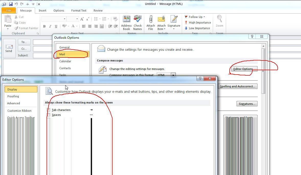 how to cancel the paragraph mark in outlook2010_cancel paragraph mar