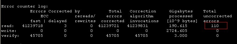 linux 检测硬盘坏道_error
