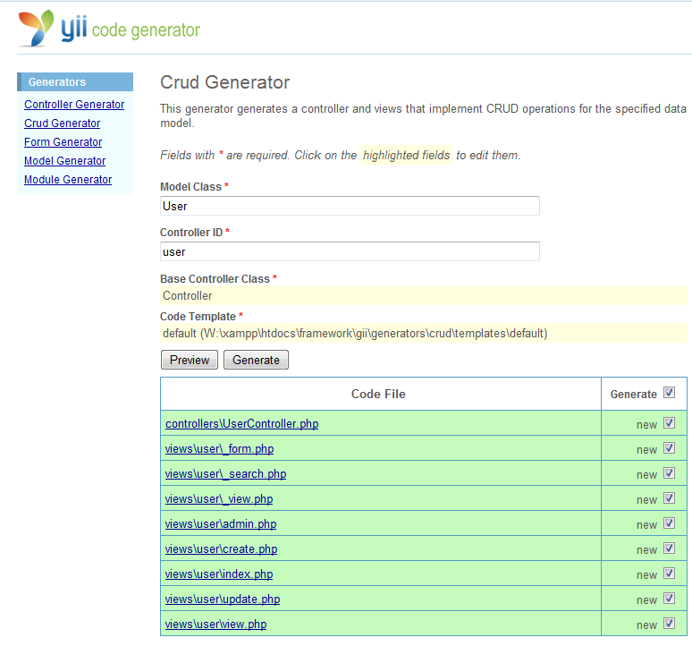 让你的Yii程序连接mysql数据库_ gii_04