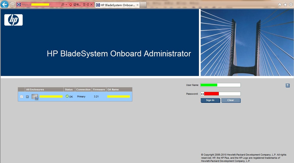 Login "HP BladeSystem Onboard Administrator"_HP Blade System_03